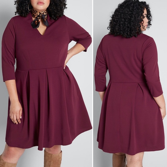 Modcloth Dresses & Skirts - NWT MODCLOTH Wanderlust Burgundy Dress- XL